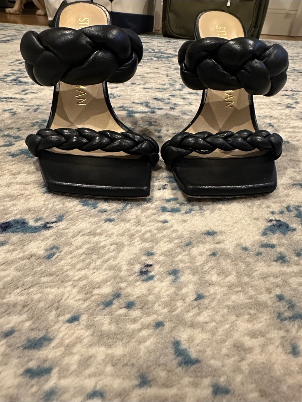 Stuart Weitzman Playa 100 Black Braided Heels - Picture 3 of 8